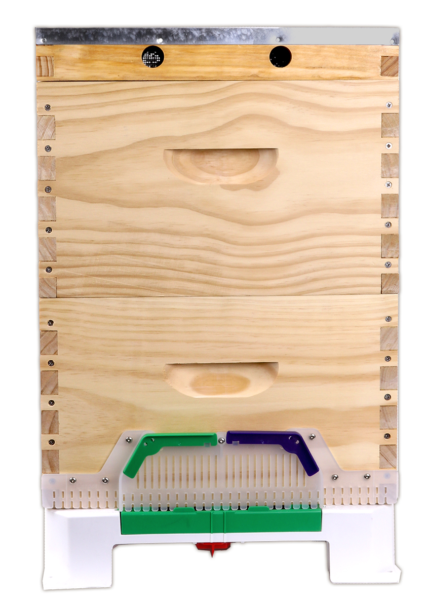 Double Level Full Depth Timber Beehive with Defender Base With Beast Blocker & Ventilated Lid - 10 Frame