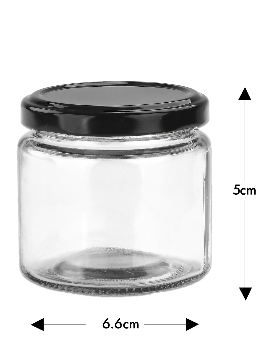 Round Glass Jars - 150ml- Glass Jars with 5 Lid Colour Options