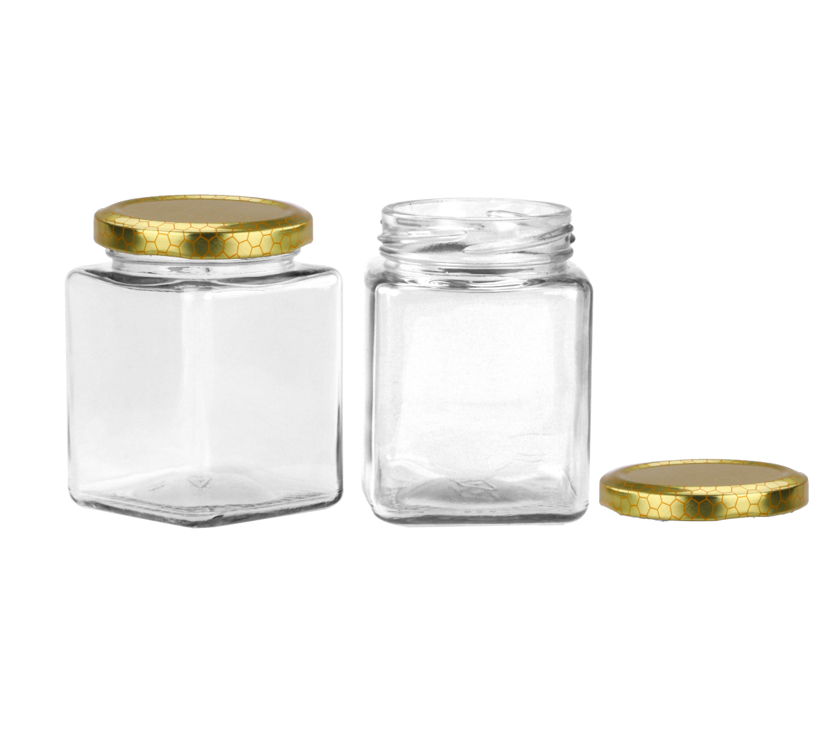 Square Glass Jar 280ml Glass Jars with Lid  Black, Gold, Nude or Silver