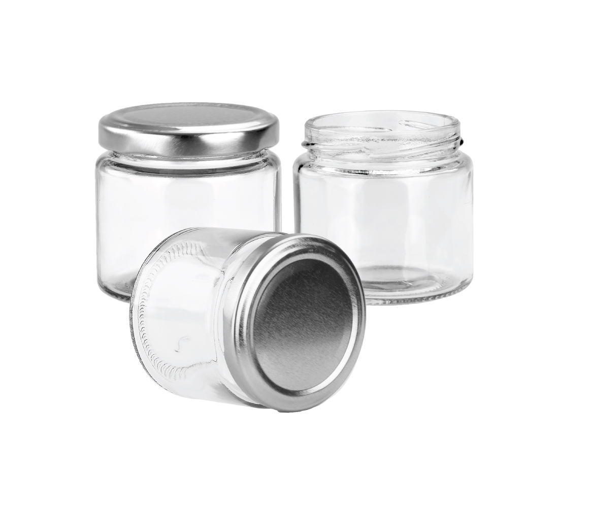 Round Glass Jars - 150ml- Glass Jars with 5 Lid Colour Options