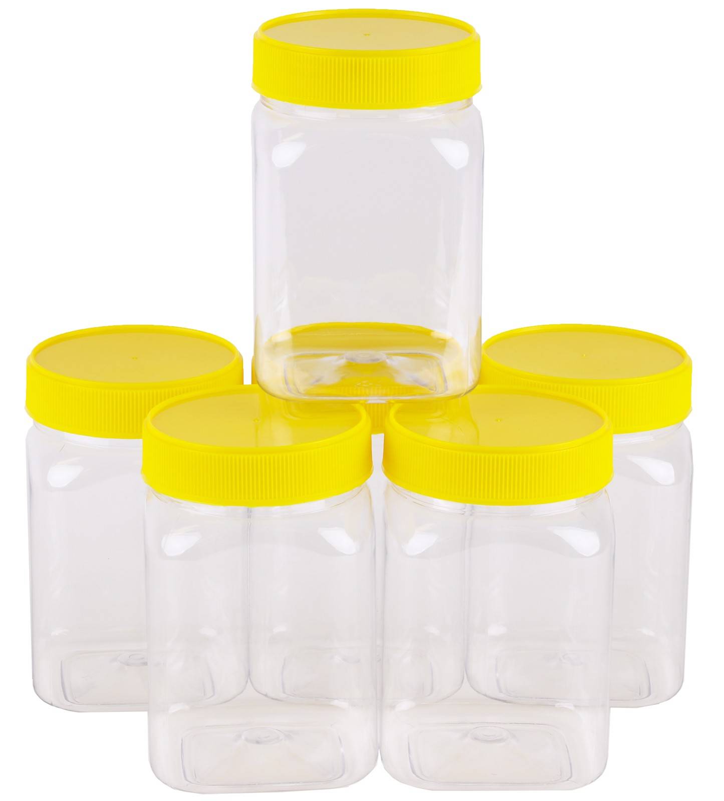 Plastic Honey Jar 500gm Square Yellow Lid, Food Grade, Carton 210 pcs
