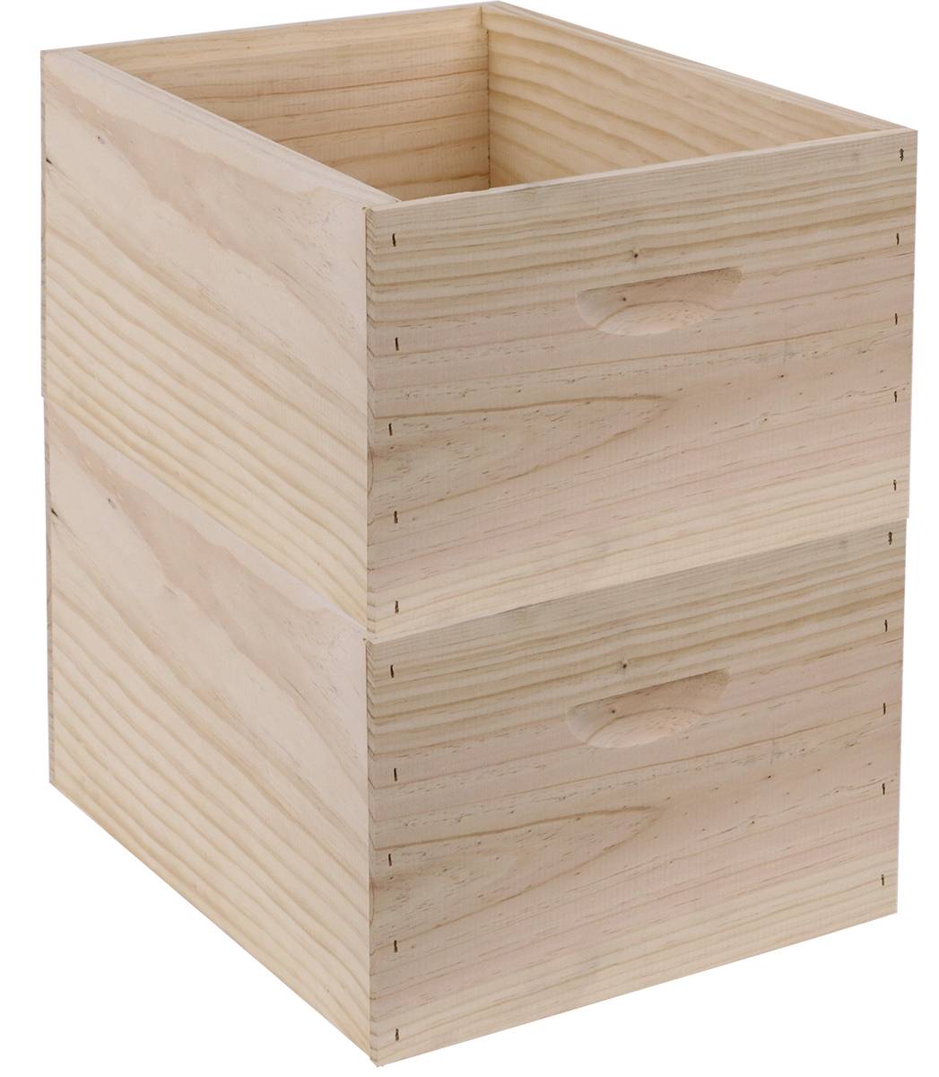 Double Level Full Depth Rebated Timber Beehive, 10 Frame, No Frames.  Assembled Lid & Solid Australian made Base.