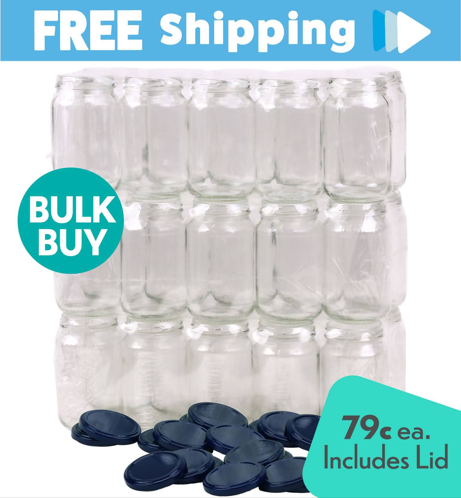 Bulk Australian Made Round Glass Jars with Capilano Blue Lid