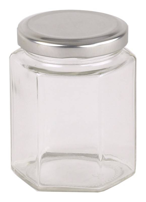 Glass Jar 280ml/400g Hex Glass Jars with Blue, Black, Gold, Cream or Silver Lid