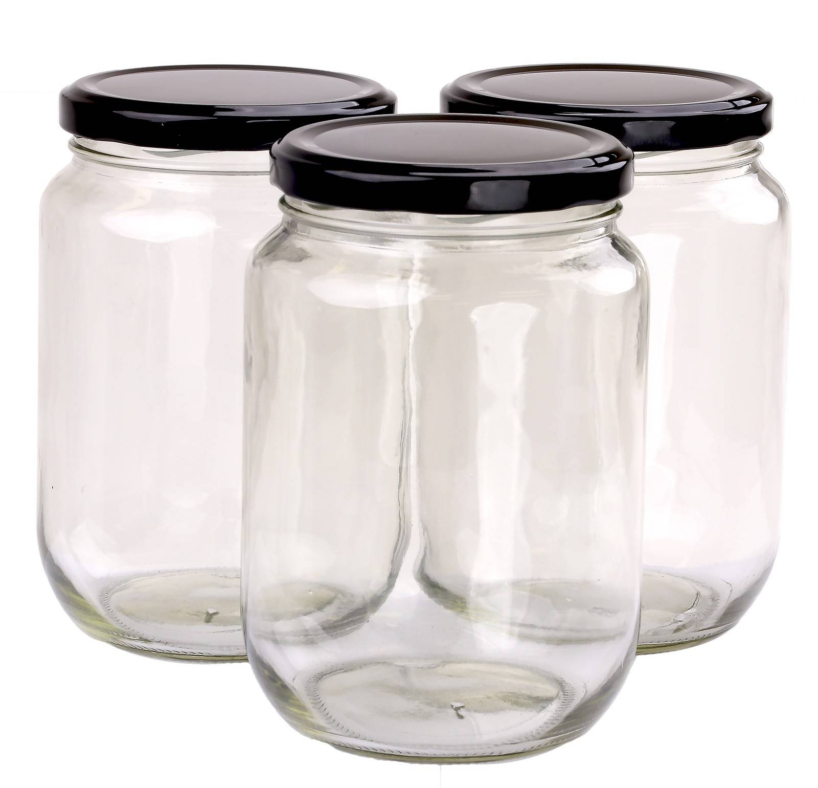 Three 1KG Glass Jar With BALCK Lid   2 