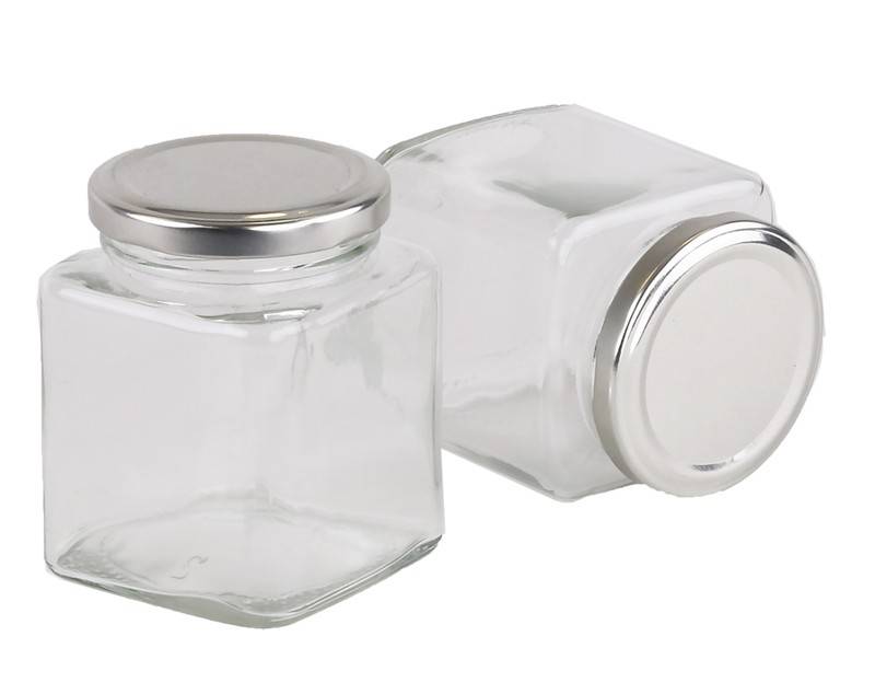 Square Glass Jar 210ml/300g Glass Jars with Lid Black, Gold or Silver