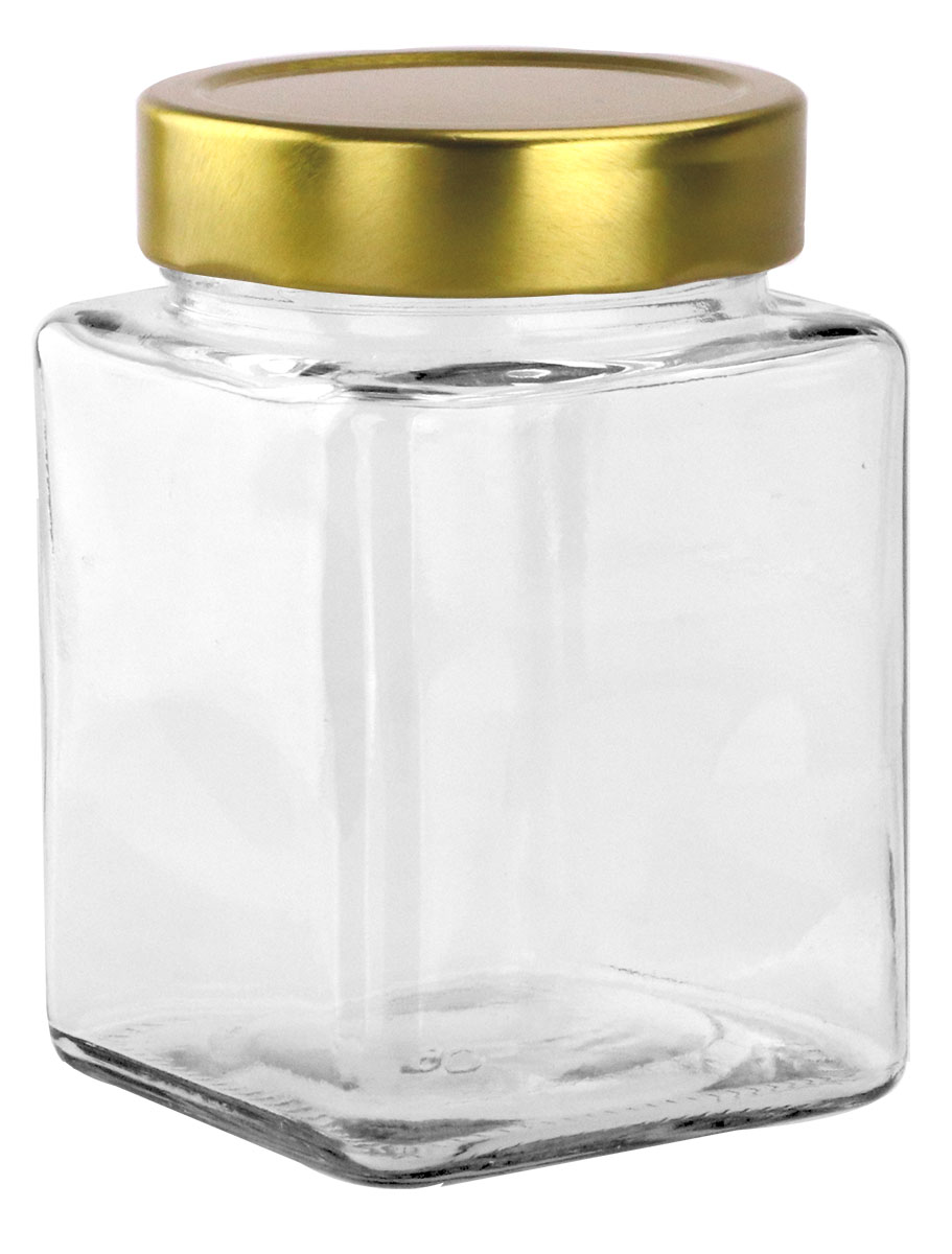Square Glass Jars - 380ml / 500gm -  Jar with Tall Lid