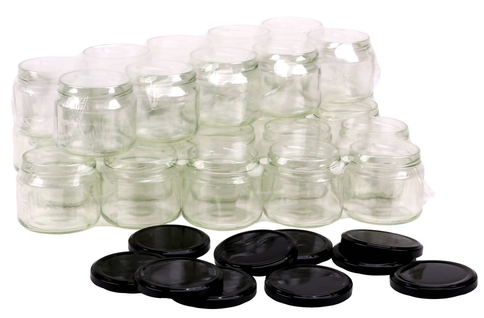 Round Glass Jars - 300ml / 420gm size - with Black Lids