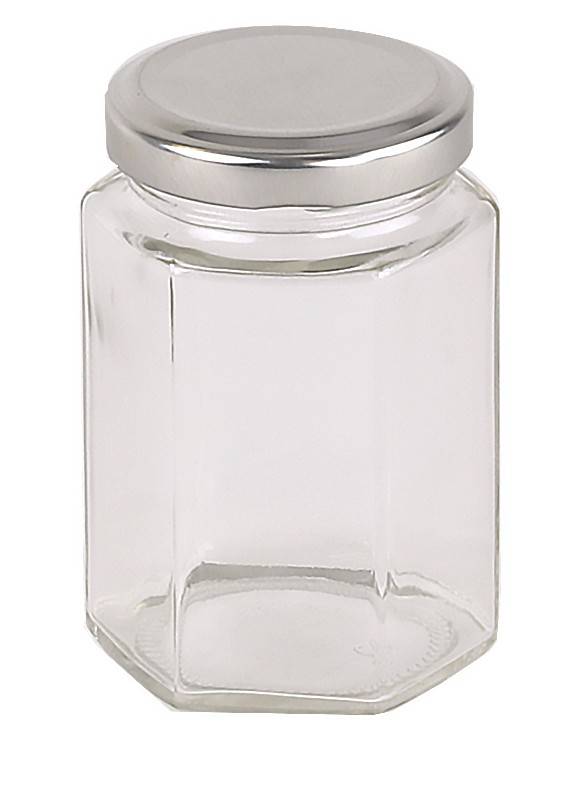Carton 90 pcs Honey Jars - 100gm size - Glass Hexagonal with Silver Lid