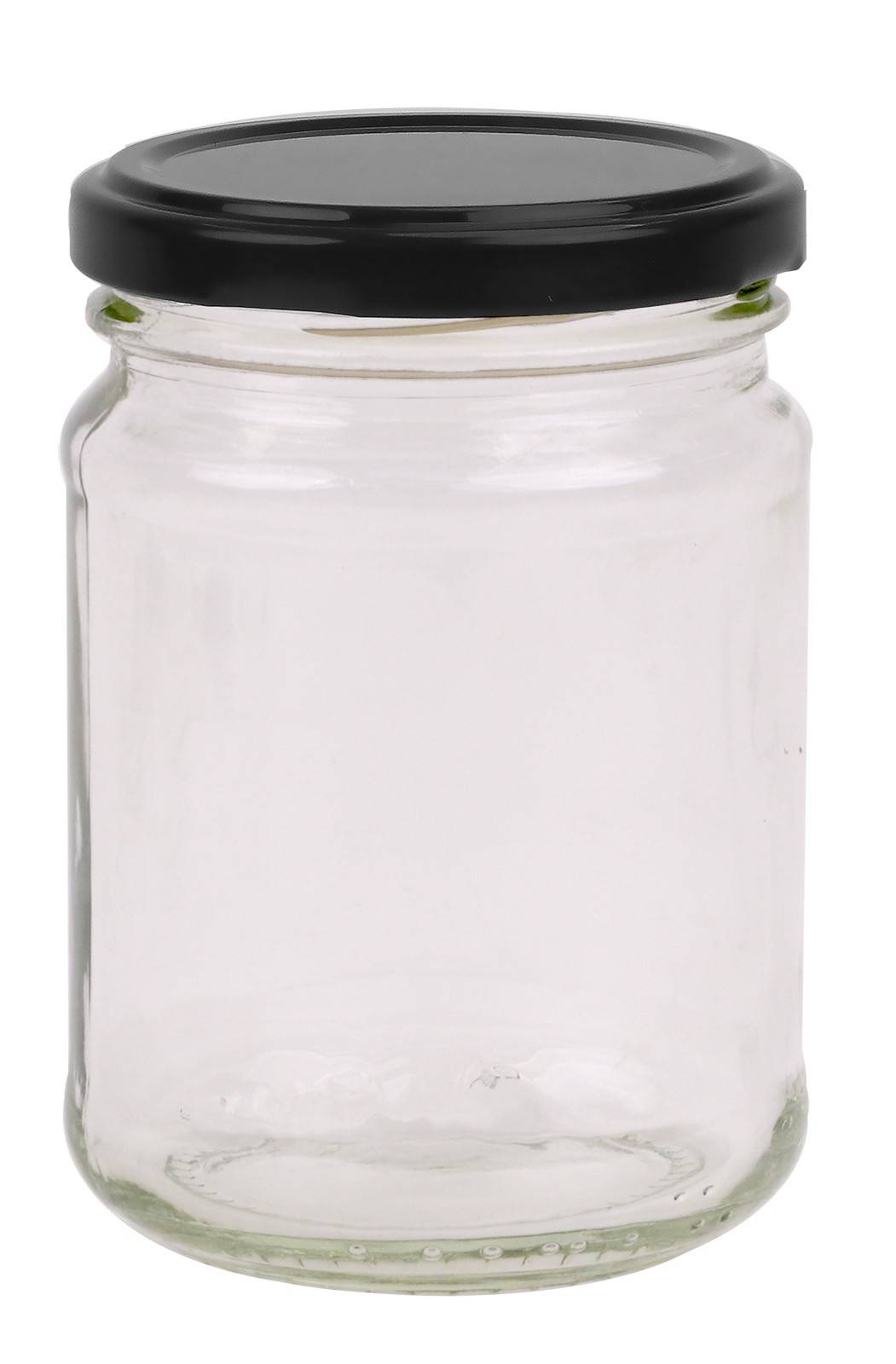 Round Glass Jar - 250ml / 350gm size - with Black Lid