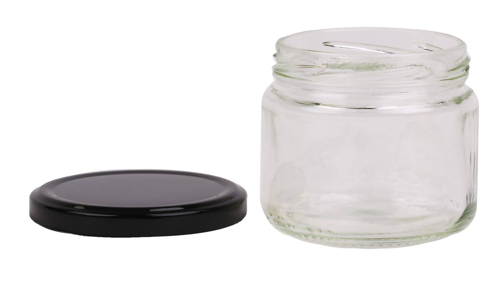 Round Glass Jars - 300ml / 420gm size - with Black Lids