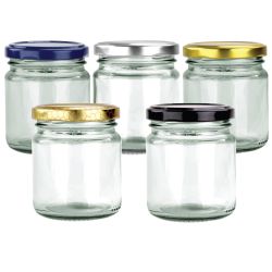 Round Glass Jars - 200ml- Glass Jars with 5 Lid Colour Options