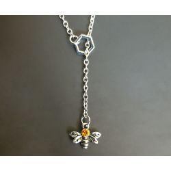 Bee - Honeycomb Necklace - Silver