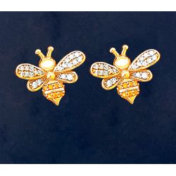 Golden Happy Bee Stud Earrings