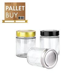 Pallet of 3,150 Round Glass Jars - 250ml/350gm size - with Extra Tall Lids. GST Incl.
