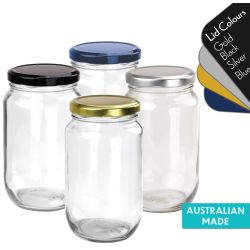 Round Glass Jar - 750ml  Australian Made - Glass Jar with Lid