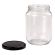Carton 36 pcs Honey Jars - 1kg size - Round Glass Jars with Black Lids